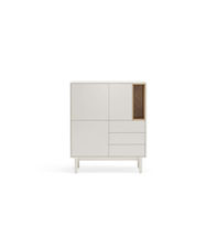 Mueble auxiliar modelo Corvo 3 puertas 3 cajones acabado crema, 40cm(ancho)