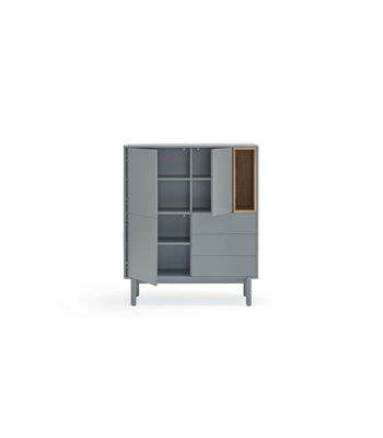 Mueble auxiliar modelo Corvo 3 puertas 3 cajones acabado gris perla, 40cm(ancho) - Foto 4
