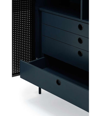 Mueble auxiliar modelo Punto 2 puertas 4 cajones interiores acabado azul/negro, - Foto 3