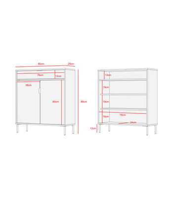 Mueble auxiliar/zapatero Md-507, 2 puertas 1 cajón en nogal, 89cm(alto) - Foto 2