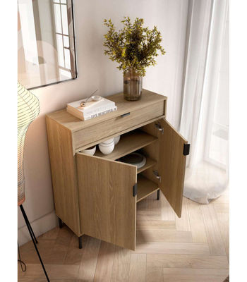 Mueble auxiliar/zapatero Md-507, 2 puertas 1 cajón en roble, 89cm(alto) - Foto 2