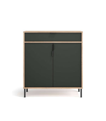 Mueble auxiliar/zapatero Md-507, 2 puertas 1 cajón en roble/grafito, 89cm(alto)