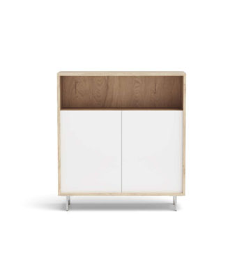 Mueble auxiliar/zapatero Md-509 con puertas acabado roble/blanco, 89cm(alto)