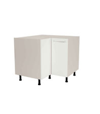 Mueble bajo de rincón acabado en puertas en color blanco mate, 85 cm(alto)93x93