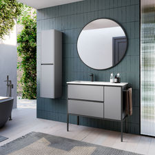 Mueble Baño al Suelo con Lavabo Cerámico | 100cm | 2 Cajones Puerta Lateral