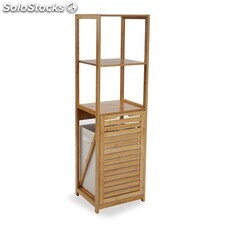 Mueble con Cesto para Ropa Sucia Mueble Baño Madera Roble-Blanco