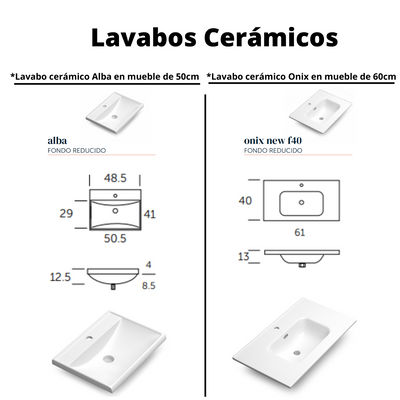 Mueble Baño con Patas con Lavabo Cerámico Fondo Reducido | 50cm | 2 Cajones con - Foto 3