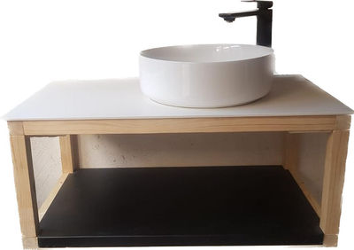 Mueble baño extructura madera porcelánico