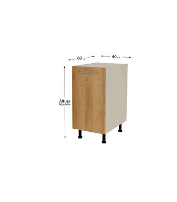Mueble cocina bajo con 1 puerta en gris cream y roble vega. 85 cm(alto)40 - Foto 2