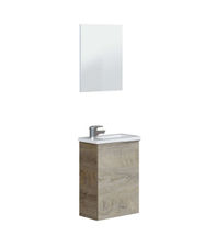 Mueble con lavabo y espejo, acabado imitación a madera 58 cm(alto)40 cm(ancho)22