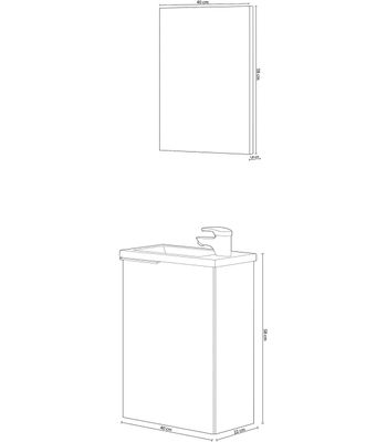 Mueble con lavabo y espejo Darío, acabado imitación a madera 58 cm(alto)40 - Foto 4