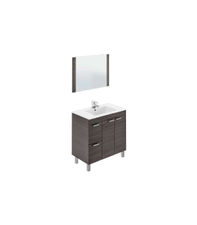Mueble con lavabo y espejo Marta en acabado gris ceniza, 80 cm(alto)80