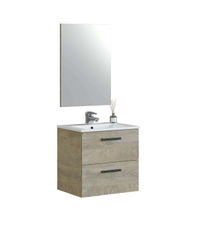Mueble con lavabo y espejo Toby, acabado roble 57cm(alto) 60cm(ancho)
