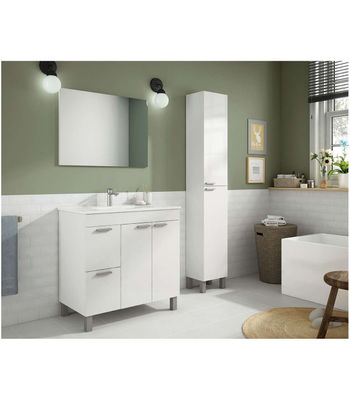 Mueble con lavabo y y espejo Marta en acabado blanco. 80 cm(alto)80 cm(ancho)45 - Foto 2