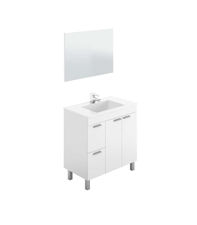 Mueble con lavabo y y espejo Marta en acabado blanco. 80 cm(alto)80 cm(ancho)45