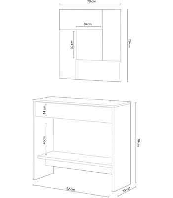 Mueble consola Luz con cajón y espejo en roble Canadian y óxido 0X6741F - Foto 3