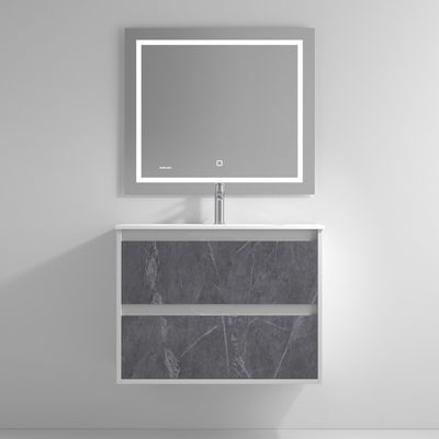 Mueble de baño 2 cajones marquina imitación mármol gris - Foto 4