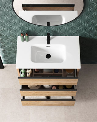 Mueble de Baño al Suelo con Lavabo Cerámico de Fondo Reducido | 70 cm | Guías - Foto 2