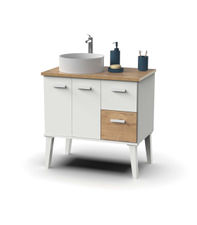 Mueble de baño con lavabo Aqua acabado color roble gold/blanco, 80cm(alto)