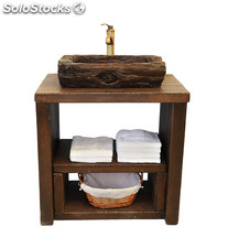 Mueble de baño con lavabo de piedra