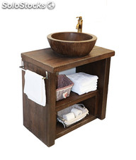 Mueble de baño con lavabo de piedra imitacion madera