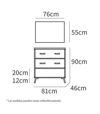 Mueble de baño Hudson con lavabo y espejo 90 cm(alto)81 cm(ancho)47 cm(largo) - Foto 2