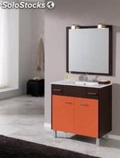 Mueble de Baño Serie Quadro Wengue puertas naranja