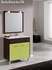 Mueble de Baño Serie Quadro Wengue puertas pistacho