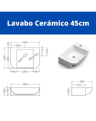 Mueble de Baño Suspendido a Pared Fondo Reducido con Lavabo Cerámico | 45cm | - Foto 4