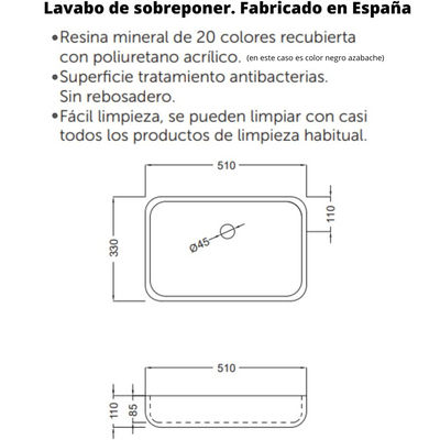 Mueble de Baño Suspendido con Lavabo SobrePoner | 80cm | 1 Cajón con Cierre - Foto 4