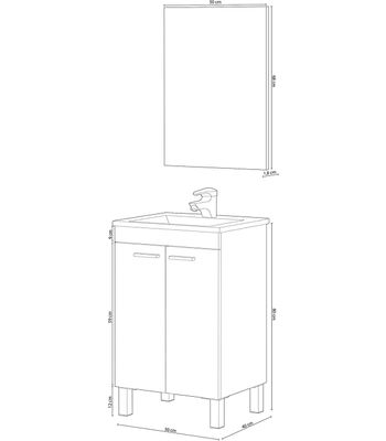 Mueble de baño Xativa con lavabo y espejo, acabado roble 80 cm(alto)50 - Foto 5
