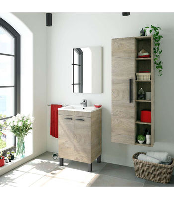 Mueble de baño Xativa con lavabo y espejo, acabado roble 80 cm(alto)50 - Foto 2