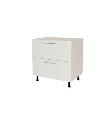 Mueble de cocina bajo cacerolero en gris cream y blanco mate. 85 cm(alto)80