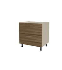 Mueble de cocina bajo cacerolero en gris cream y nogal noceto. 85 cm(alto)80