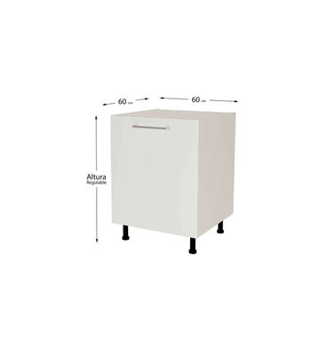 Mueble de cocina bajo con 1 puerta en gris cream y blanco mate. 85 cm(alto)60 - Foto 2