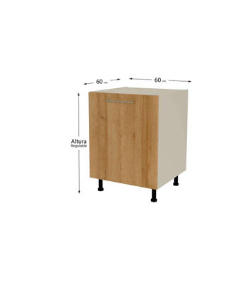 Mueble de cocina bajo con 1 puerta en gris cream y roble vega. 85 cm(alto)60 - Foto 2