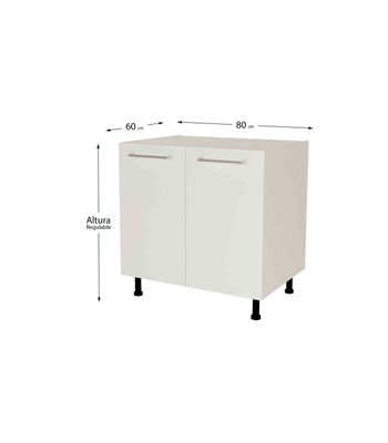 Mueble de cocina bajo con 2 puertas en gris cream y blanco mate. 85 cm(alto)80 - Foto 2