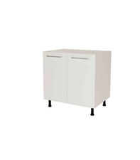 Mueble de cocina bajo con 2 puertas en gris cream y blanco mate. 85 cm(alto)80