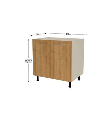 Mueble de cocina bajo con 2 puertas en gris cream y roble vega. 85 cm(alto)80 - Foto 2