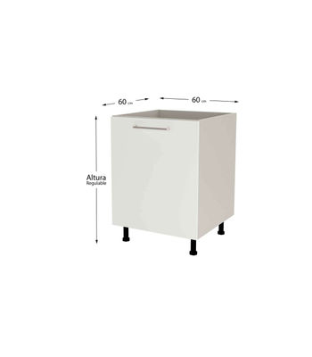 Mueble de cocina bajo para fregadero en gris cream y blanco mate. 85 cm(alto)60 - Foto 2