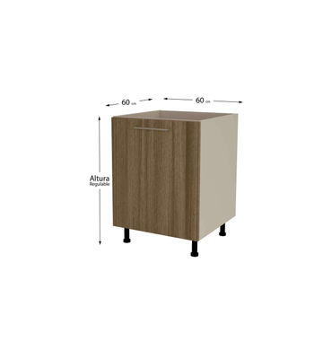 Mueble de cocina bajo para fregadero en gris cream y nogal noceto. 85 cm(alto)60 - Foto 2