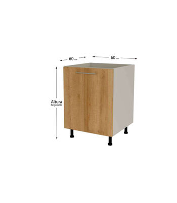 Mueble de cocina bajo para fregadero en gris cream y roble vega. 85 cm(alto)60 - Foto 2
