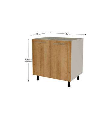 Mueble de cocina bajo para fregadero en gris cream y roble vega. 85 cm(alto)80 - Foto 2