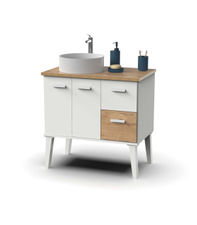 Mueble de lavabo Aqua acabado blanco/roble, 92cm(alto) 82cm(ancho) 50cm(largo)