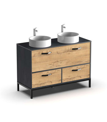 Mueble de lavabo Sena acabado imitación mármol/roble, 92cm(alto) 120cm(ancho)