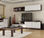 Mueble de salón comedor color wengué y blanco. Conjunto modular TV multimedia - 4