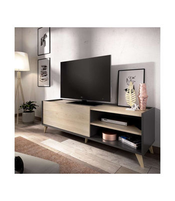 Mueble de televisión Cazalilla en grafito/natural 47 cm(alto)155 cm(ancho)43