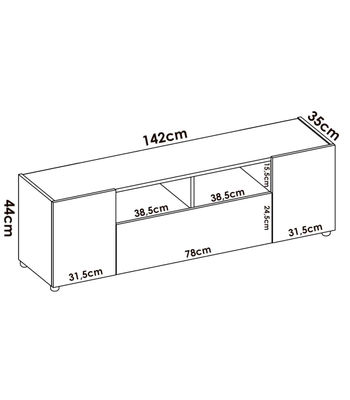 Mueble de televisión Lun en Blanco-Nordicl 47 cm(alto)155 cm(ancho)43 cm(fondo) - Foto 2