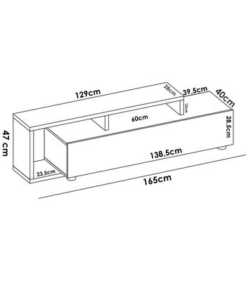 Mueble de televisión Ram en Grafito-Nordic 46.8 cm(alto)165 cm(ancho)40 - Foto 3