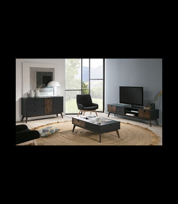 Mueble de televisión Tiana acabado gris oscuro, 180 cm Largo: 180 cm Fondo: 37 - Foto 3